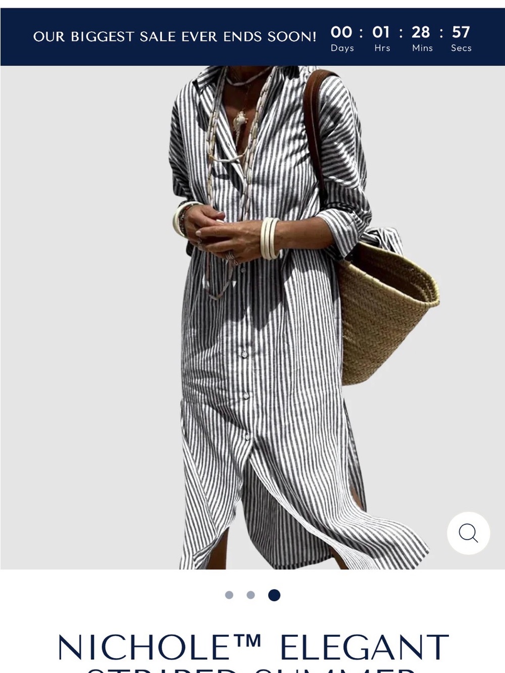 NICHOLE™ ELEGANT STRIPED SUMMER DRESS Brown - SM